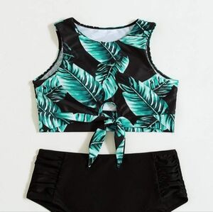 Tropical Print Knot High Waisted Bikini Swimsuit Multicolor: /XL (Never Worn)